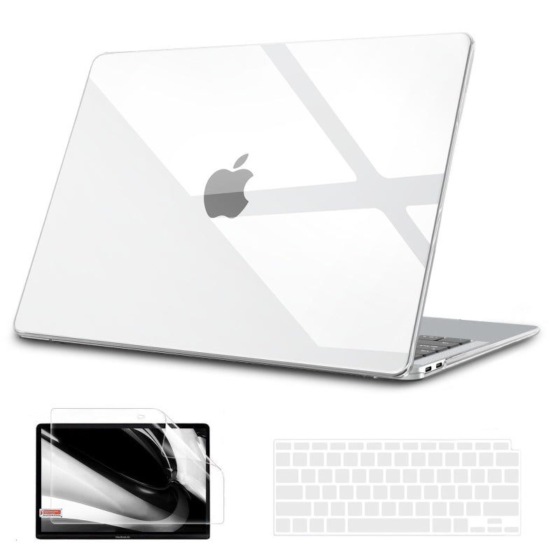 B BELK Compatible with MacBook Air 13 inch Case 2022 2021 2020 2019 2018 M1 A2337 A2179 A1932  Plastic Hard Shell Case + Keyboard Cover + Screen Protector for Mac Air 13 with Touch ID  Crystal Clear - Image 1